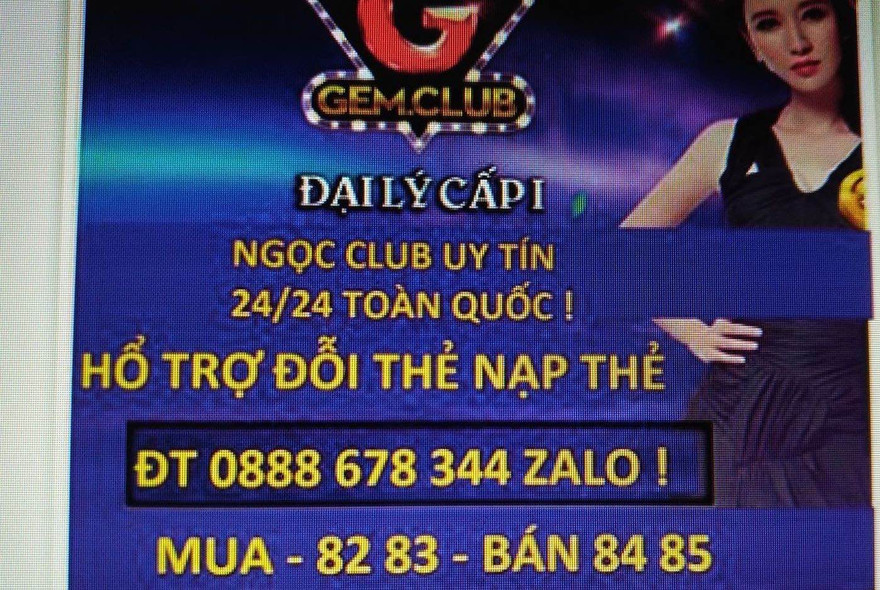 Sòng bài Zinslot.Club hoạt động khá công khai trên mạng. Ảnh chụp màn hình.