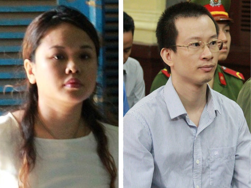 Trần Ngọc Bích và Hoàng Đình Quyết tại phiên tòa. Ảnh: Tân Châu