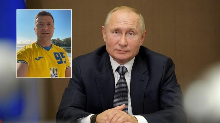 Tổng thống Nga Putin (ảnh lớn) và Tổng thống Ukraine Zelensky (ảnh nhỏ).
