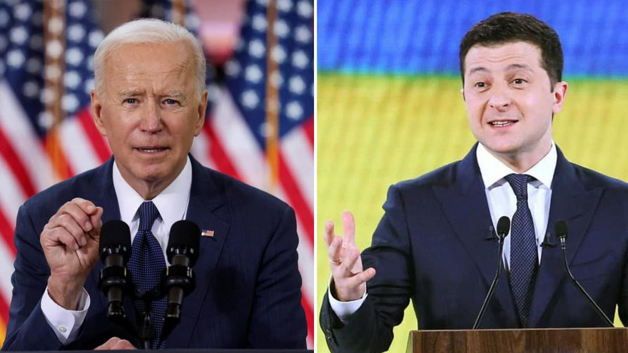 Tổng thống Mỹ Joe Biden (trái) và Tổng thống Ukraine Volodymyr Zelensky (phải). Ảnh: UNIAN