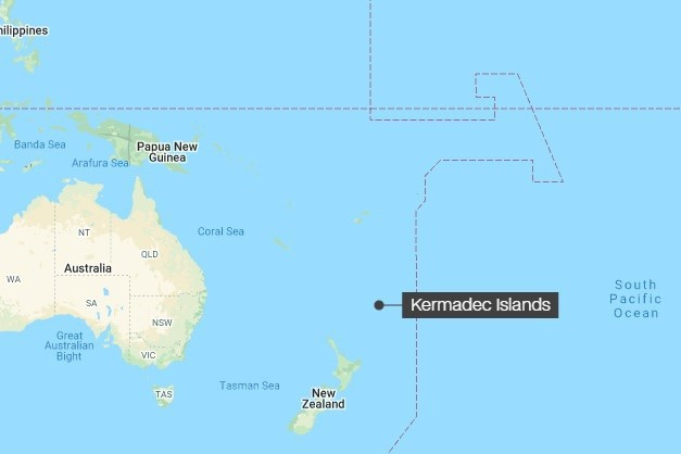 Tâm chấn vụ động đất mạnh 8,1 độ nằm ngoài khơi quần đảo Kermadec, phía đông bắc New Zealand. Ảnh: Google Maps.