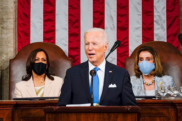 Bài phát biểu tối 28/4 (giờ Mỹ) của ông Biden dài một tiếng năm phút. Ảnh: AP