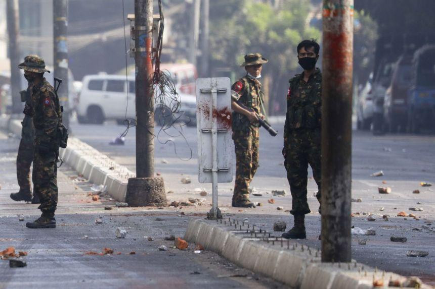 Lực lượng an ninh Myanmar. Ảnh: EPA-EFE