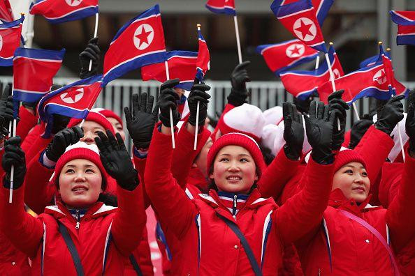 Đội cổ vũ Triều Tiên tại Olympic Pyeongchang năm 2018. 