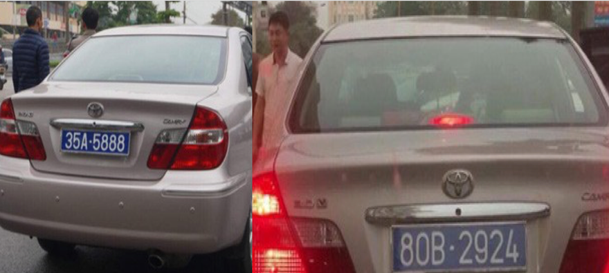 Một chiếc xe có 2 biển xanh. Ảnh: Thanh Niên