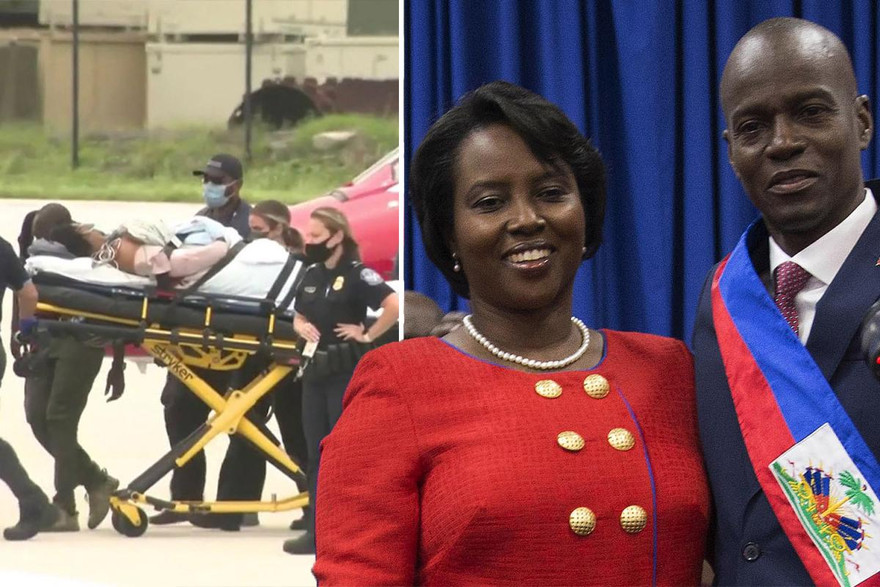 Tổng thống Jovenel Moise và phu nhân Martine. Bà Moise đã được đưa đến Mỹ cấp cứu sau khi trúng đạn vào bụng. 