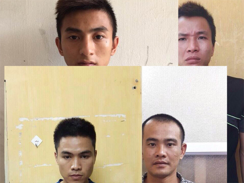 Các đối tượng tại cơ quan công an. Ảnh: Quang Thành