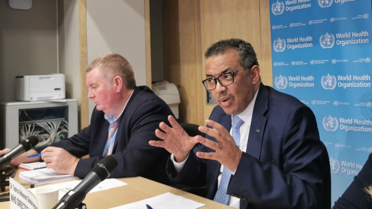 Tổng giám đốc WHO Tedros Adhanom Ghebreyesus tại một họp báo. Ảnh: Xinhua. 