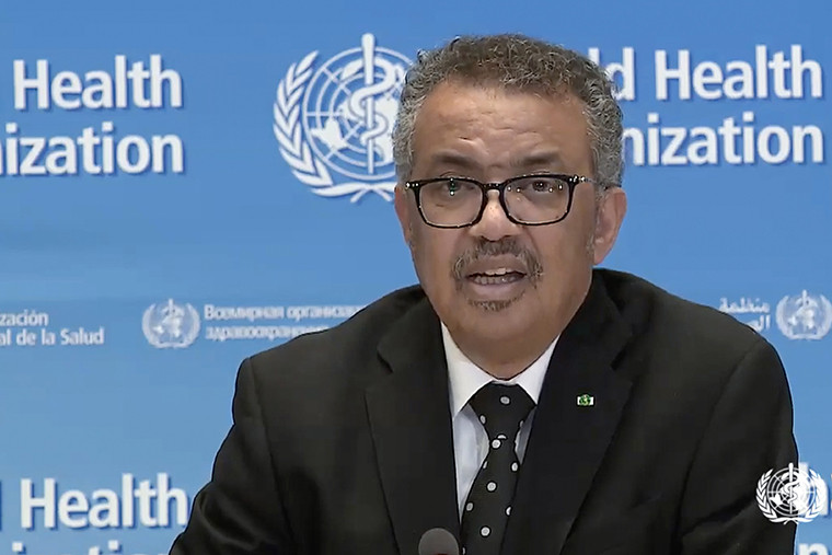 Tổng giám đốc WHO Tedros Adhanom Ghebreyesus tại cuộc họp báo ở Geneva hôm 23/3. Ảnh: Getty.