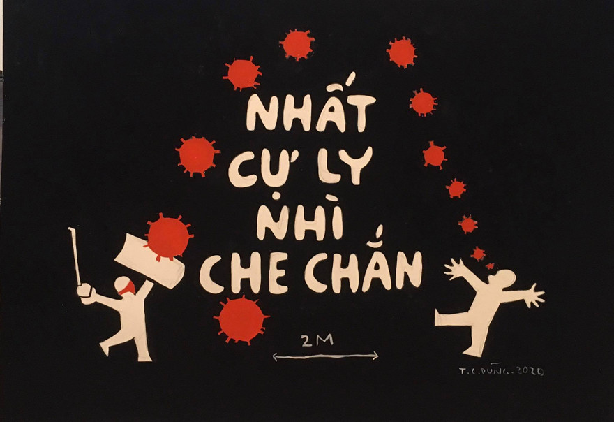 Nhất cự ly nhì che chắn - loạt tranh cổ động hài hước thời COVID-19