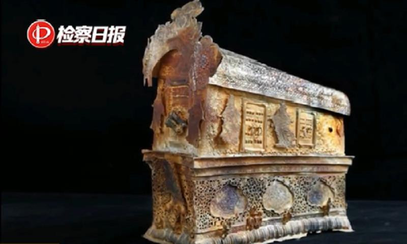 Cổ vật từ một ngôi chùa cổ bị nhóm đạo tặc ăn cắp. Ảnh: Global Times