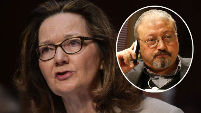 Bà Gina Haspel (ảnh lớn) và nhà báo Jamal Khashoggi (ảnh nhỏ).
