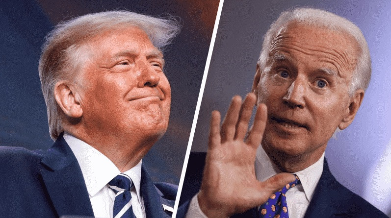 Tổng thống Trump (trái) và đối thủ Joe Biden (phải). Ảnh: IJR