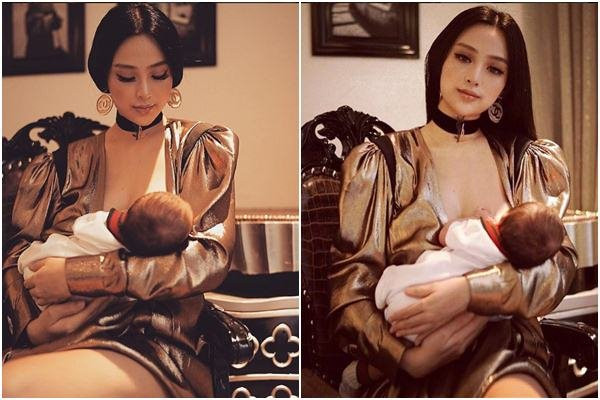 Huyền Baby đẹp đến nao lòng khi bồng con