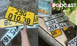 NÓNG 28/8: Người dân nháo nhác tìm biển số xe bị 'rụng' sau đợt mưa ngập ở Hà Nội