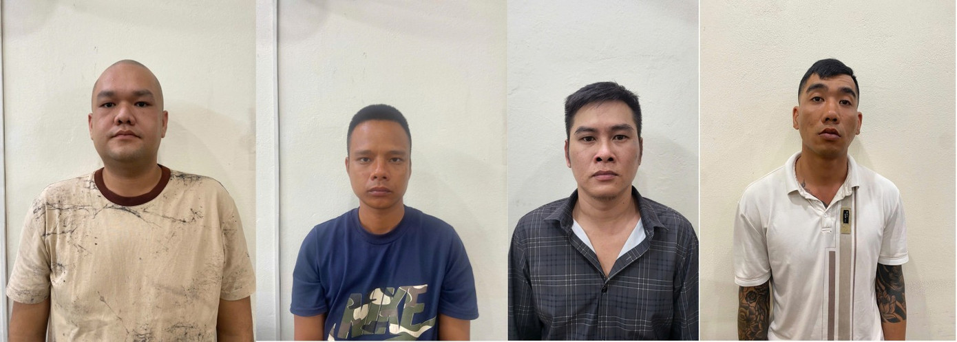Các đối tượng từ trái qua phải: Tùng, Trường, Vinh, Sơn. Ảnh: Cơ quan Công an. 67341.jpg