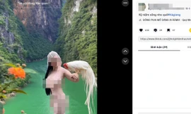 Nữ du khách tung loạt ảnh gợi dục phản cảm ở dốc Thẩm Mã, sông Nho Quế