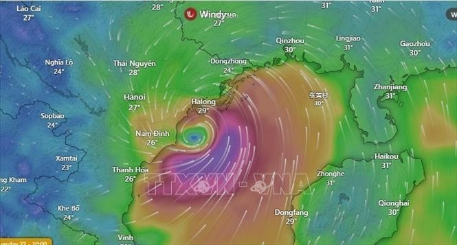 Vị trí và hướng di chuyển của bão số 3 lúc 10 giờ ngày 22/7/2025. Ảnh minh họa: TTXVN phát