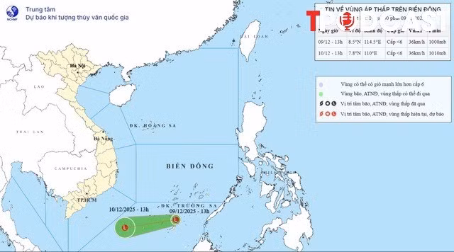 NÓNG 9/12: Biển Đông xuất hiện vùng áp thấp hiếm gặp