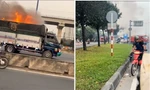 Tài xế lái xe tải đang cháy ngùn ngụt đi thẳng vào trụ sở PCCC cầu cứu
