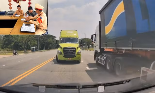 Video: Thót tim vì xe đầu kéo lấn làn, chạy ngược chiều 