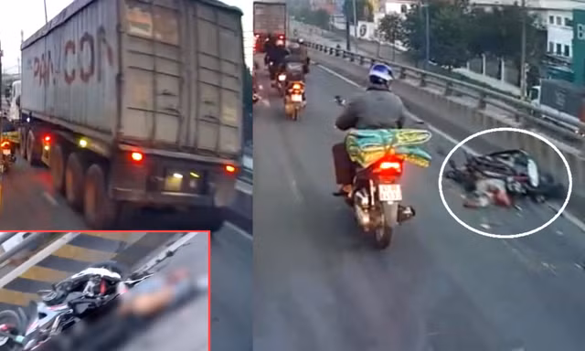 Đi lên cầu vượt vào giờ cấm, người đàn ông bị xe container cán tử vong