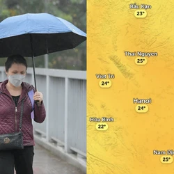 Không khí lạnh tăng cường gây mưa ở Hà Nội, nhiệt độ thay đổi thế nào?