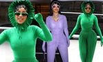 Cardi B nổi bật với bộ đồ kín mít kì dị, giày cao gót nằm trọn trong ống quần