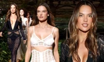 Alessandra Ambrosio diện váy xẻ ngực sâu hút, lộ vòng 1 ‘không nội y’ đi catwalk