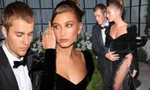 Hailey Bieber diện váy xẻ tà cao vút, biểu cảm ‘khó ở’ dù được Justin Bieber hộ tống