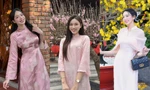 Không hẹn mà gặp, Thanh Thủy và Đỗ Thị Hà đều chọn màu sắc này cho năm mới