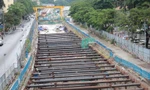 Công trường thi công ga ngầm dự án metro Nhổn - ga Hà Nội