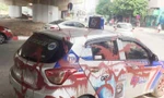 Hiện trường xe taxi hãng G7 bị tạt sơn.