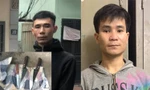 Hai đối tượng bị bắt giữ cùng hung khí. Ảnh Công an cung cấp