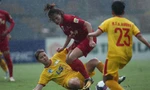 Phong Phú Hà Nam (áo đỏ) giành 3 điểm đầu tiên tại giải bóng đá nữ VĐQG-cúp Thái Sơn Bắc 2022. (ảnh Anh Đoàn)