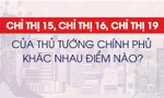 Chỉ thị 15, Chỉ thị 16, Chỉ thị 19 của Thủ tướng Chính phủ khác nhau điểm nào?