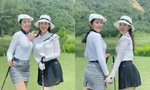 Hoa hậu Đỗ Mỹ Linh và Ngọc Hân cùng diện sắc trắng, đọ dáng trên sân golf