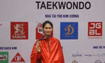 Vượt qua nỗi xa, nhớ con, Phạm Thị Thu Hiền giành HCV tại SEA Games 31 bộ môn Taewkondo. Ảnh: NVCC