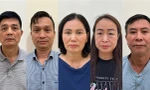 Các đối tượng Nguyễn Thanh Phong, Đinh Quang Minh, Nguyễn Thị Minh Hải, Lê Thị Hiên, Cao Văn Trung (theo thứ tự từ trái qua) Ảnh: Bộ Công an cung cấp