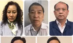 Các bị can từ trái sang phải: Nguyễn Thị Bích Ngọc, Quan Minh Tuấn, Nguyễn Văn Lành, Nguyễn Vũ Bảo Hoàng, Nguyễn Ngọc Trường Chinh