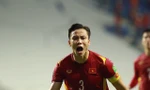 Quế Ngọc Hải ăn mừng bàn thắng vào lưới Malaysia. ảnh: Hữu Phạm (từ UAE)