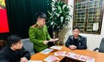 Đối tượng Thiêm tại cơ quan công an. 