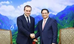 Thủ tướng Phạm Minh Chính trong cuộc tiếp Bộ trưởng Bộ Quân đội Pháp Sébastien Lecornu. (Ảnh: VGP)