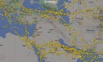 Hình minh họa giao thông hàng không cho thấy không phận trên Iran và nước láng giềng Trung Đông ngày 14/4. (Nguồn: Flightradar24.com)