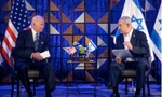Tổng thống Mỹ Joe Biden trong cuộc gặp Thủ tướng Israel Benjamin Netanyahu tại Tel Aviv ngày 18/10/2023. (Ảnh: Reuters)