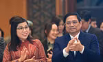 Thủ tướng Phạm Minh Chính và Phu nhân tại buổi chiêu đãi. (Ảnh: Như Ý)
