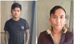 Duy (trái) và Sơn tại cơ quan công an. Ảnh: Công an cung cấp