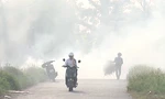 Khói đốt rơm rạ mù mịt sau vụ gặt ở Thái Bình