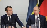 Tổng thống Pháp Emmanuel Macron và Tổng thống Nga Vladimir Putin trong một cuộc họp báo chung năm 2019. (Ảnh: Reuters)