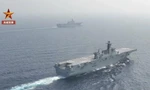 Hai tàu đổ bộ tấn công Hải Nam và Quảng Tây của Trung Quốc. (Ảnh: PLA)